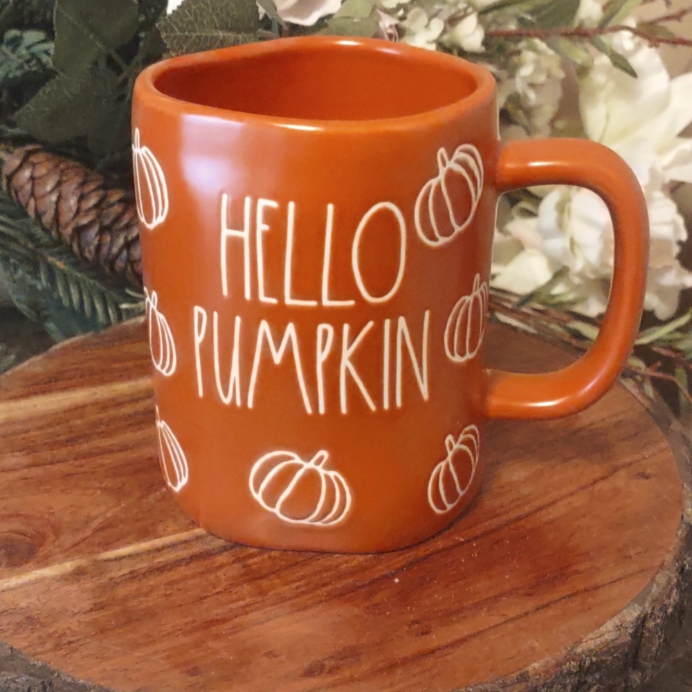 🆕Rae Dunn By Magenta HELLO PUMPKIN orange fall cup